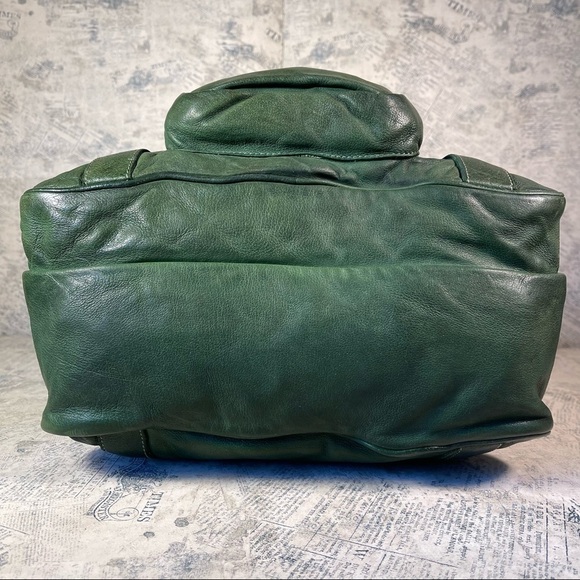 Be & D vintage green leather handbag with multiple compartments - Picture 7 of 16